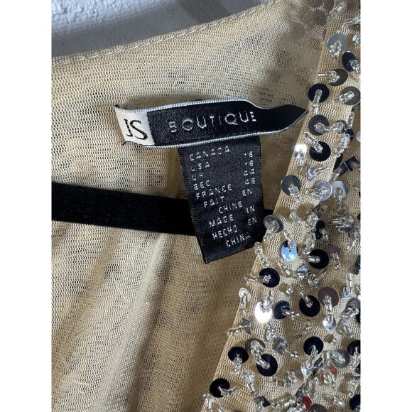 JS BOUTIQUE Formal Dress Plus Size 16 Jeweled Cap Sleeve Slight Plunge Glam New - Picture 2 of 16